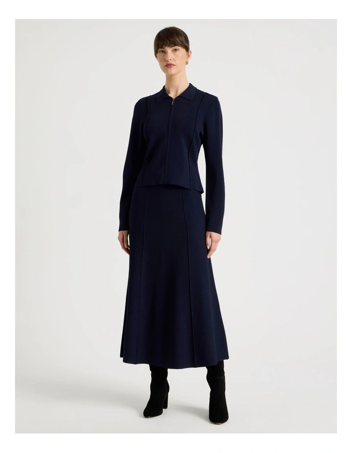 Basque Milano Midi Skirt in Navy image 2