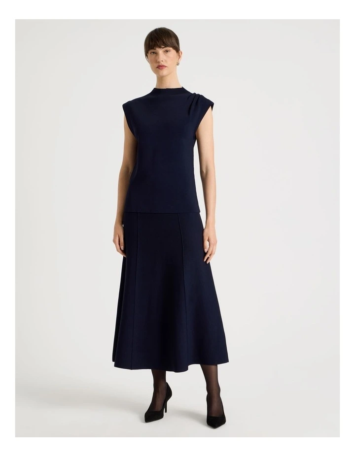 Basque Milano Midi Skirt in Navy image 6