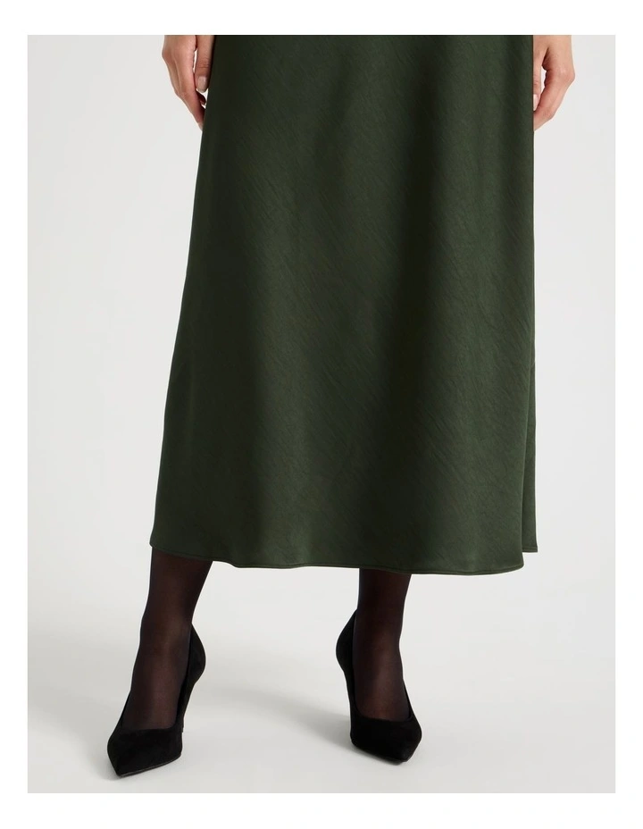 Poly Satin Midi Skirt in Dark Green image 6