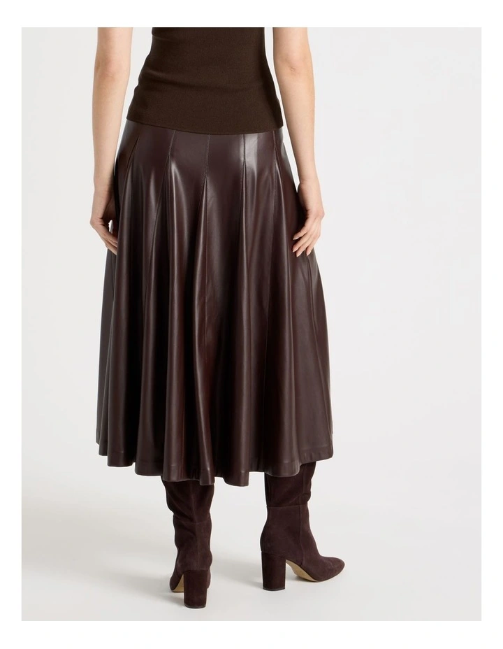 PU Leather Midi Skirt in Brown image 6