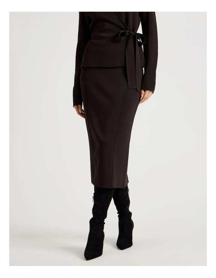 Milano Midi Skirt in Chocolate image 2