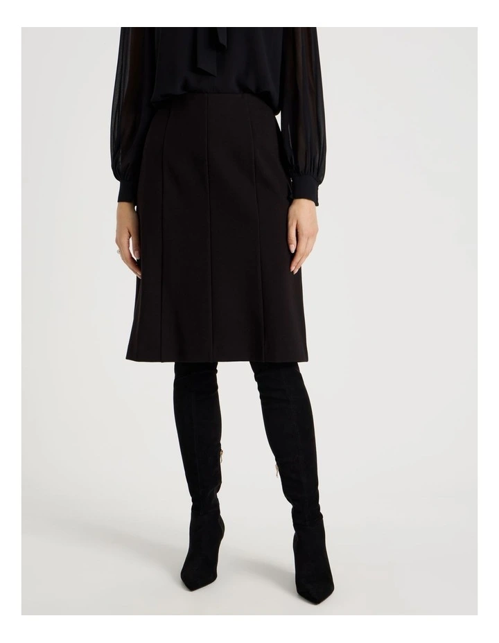 Ponte A Line Skirt in Black image 2