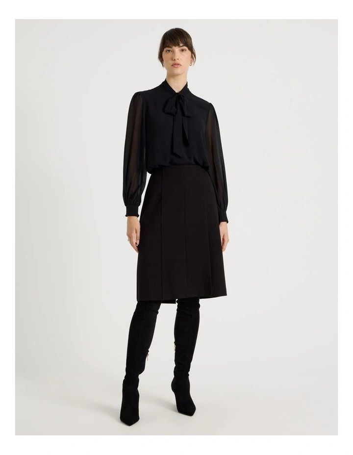 Ponte A Line Skirt in Black image 3