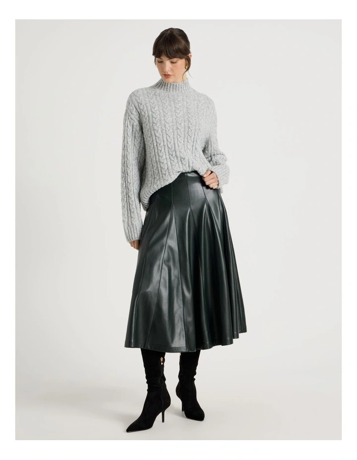PU Midi Skirt in Forest image 1