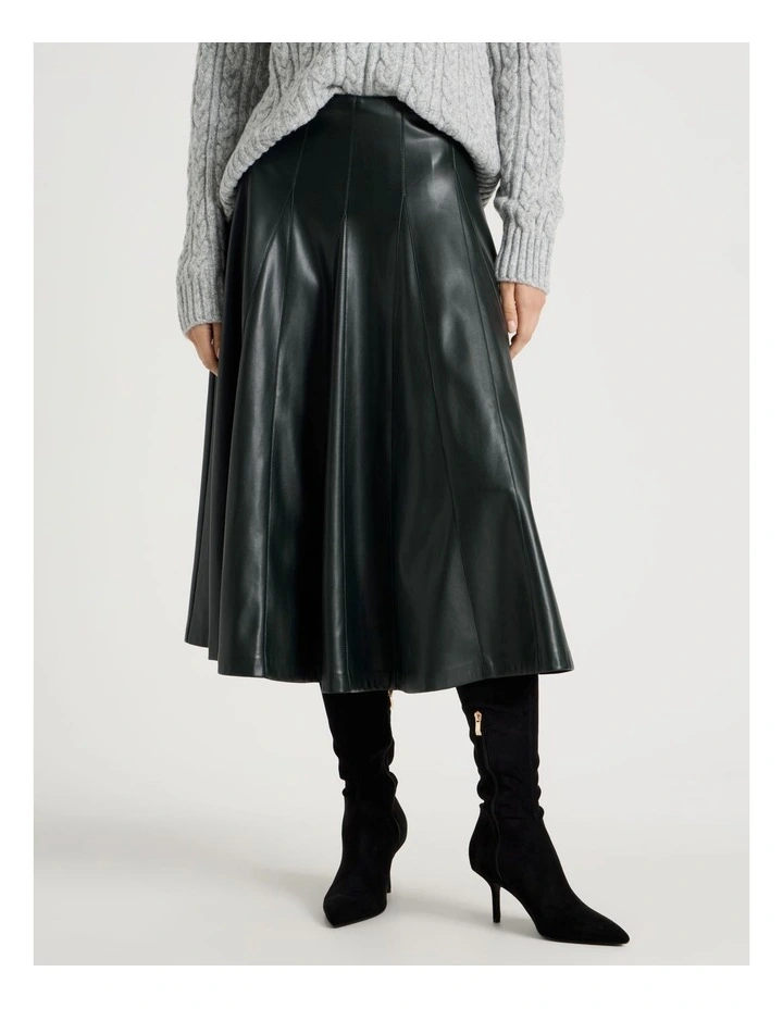 PU Midi Skirt in Forest image 2