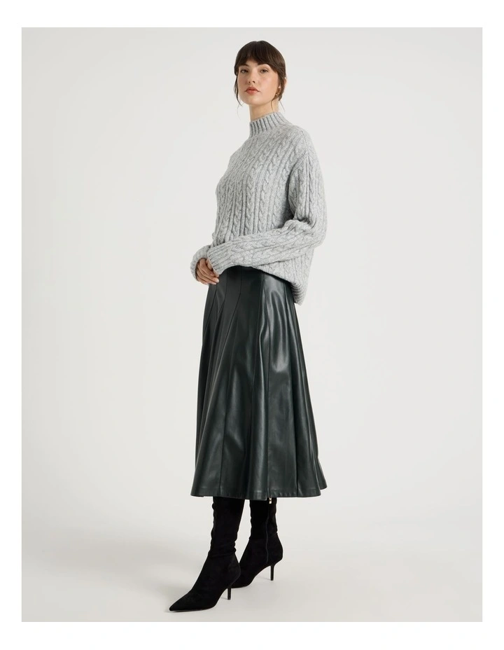 PU Midi Skirt in Forest image 3