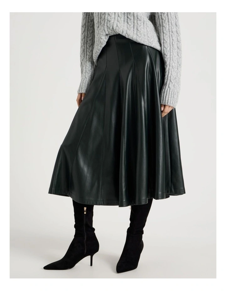 PU Midi Skirt in Forest image 4