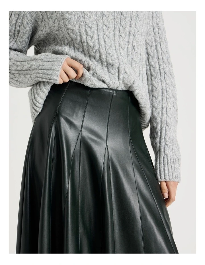 PU Midi Skirt in Forest image 5