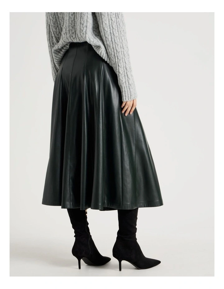 PU Midi Skirt in Forest image 6