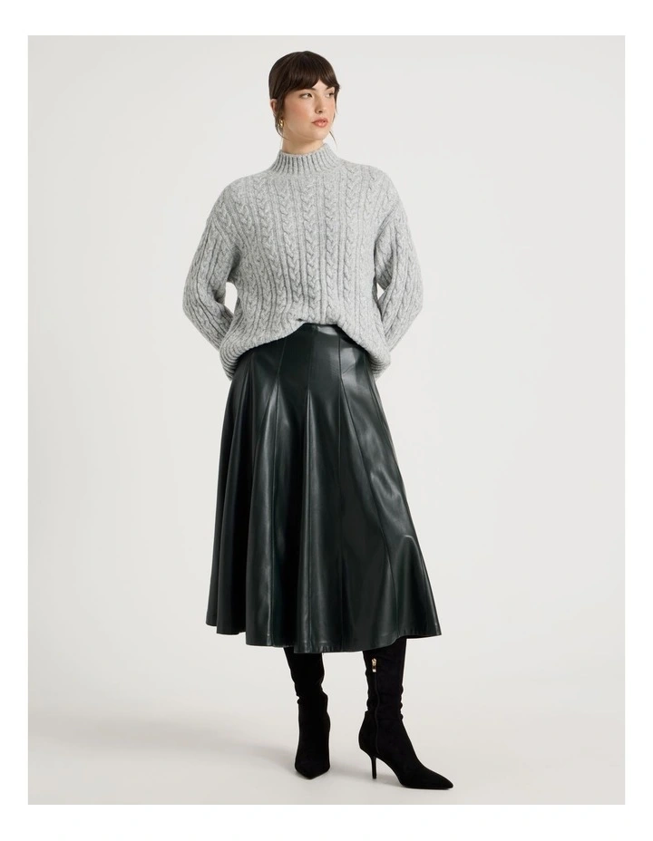 PU Midi Skirt in Forest image 7