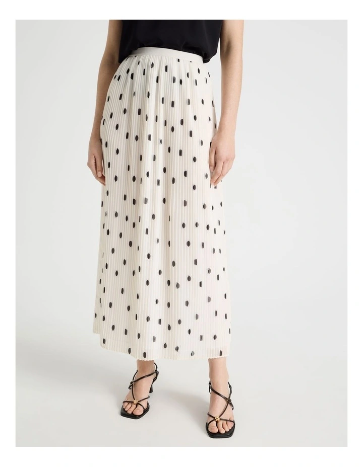 Midi Skirt in Ecru and Black Polka Dot image 2