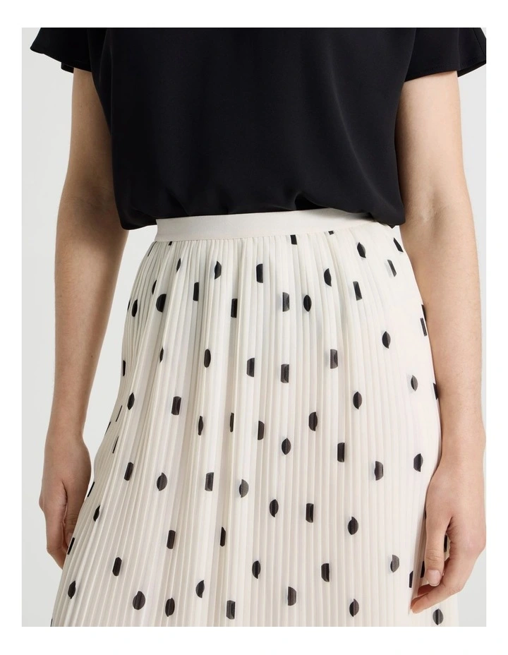 Midi Skirt in Ecru and Black Polka Dot image 3