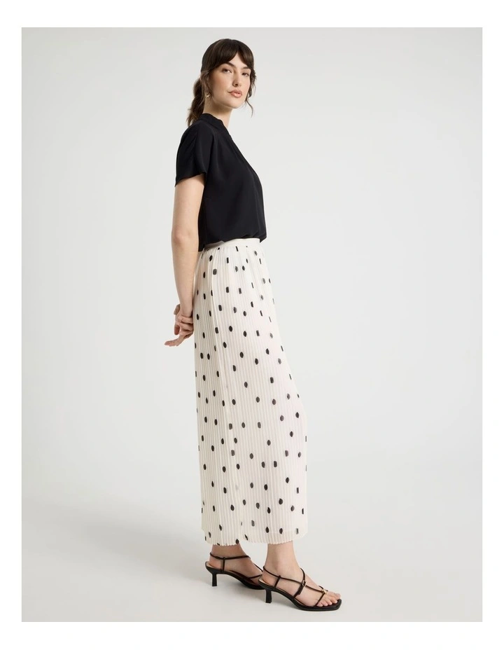 Midi Skirt in Ecru and Black Polka Dot image 4