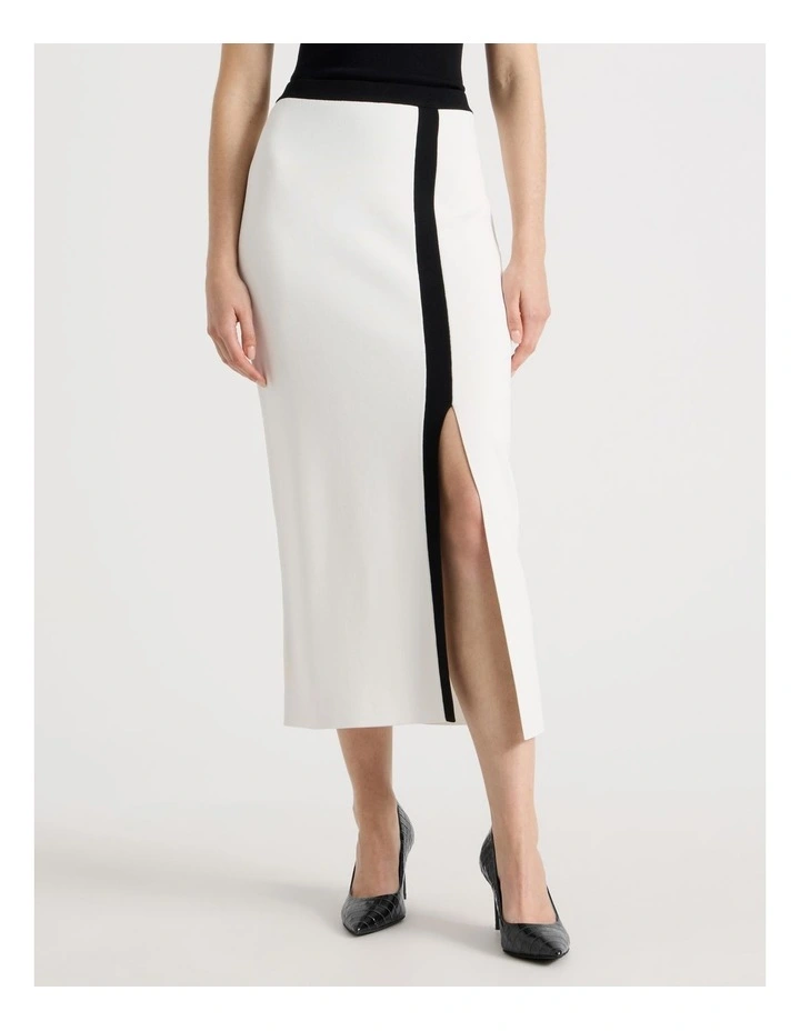 Milano Pencil Midi Skirt in Ecru image 2