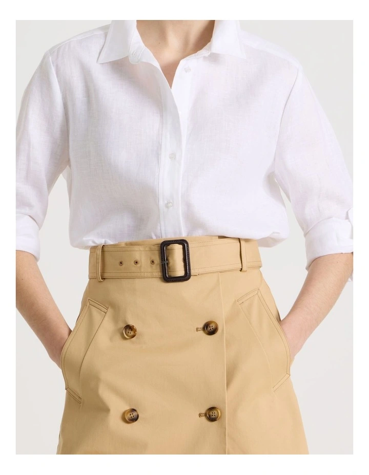 Cotton Trench Midi Skirt in Stone image 7