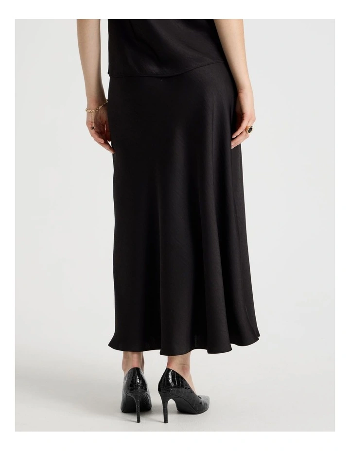 Satin Midi Skirt in Black image 5