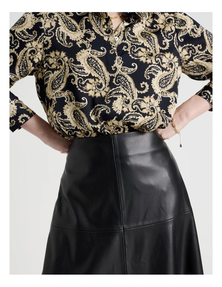 PU Midi Skirt in Black image 3