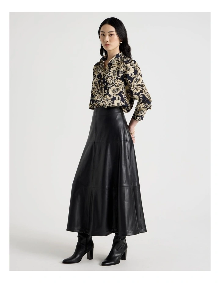 PU Midi Skirt in Black image 4
