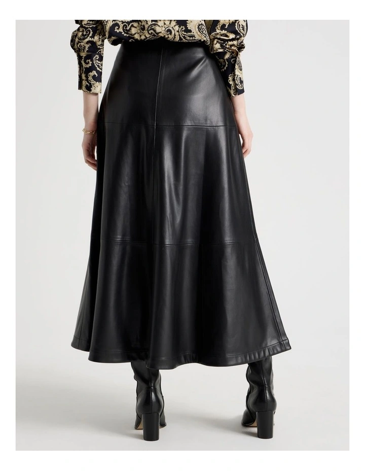 PU Midi Skirt in Black image 5