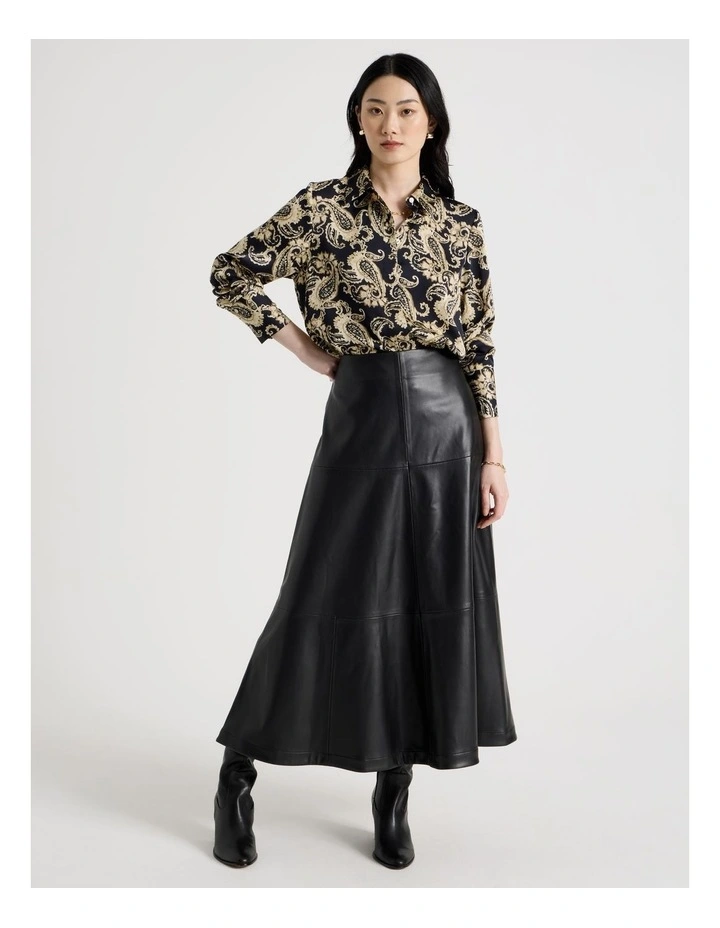 PU Midi Skirt in Black image 6