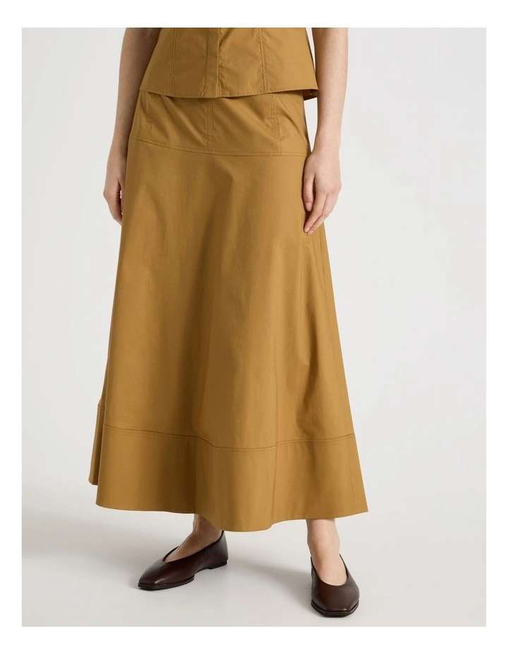 Poplin Circle Midi Skirt in Chestnut image 2