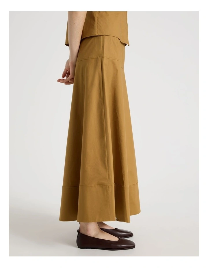 Poplin Circle Midi Skirt in Chestnut image 3