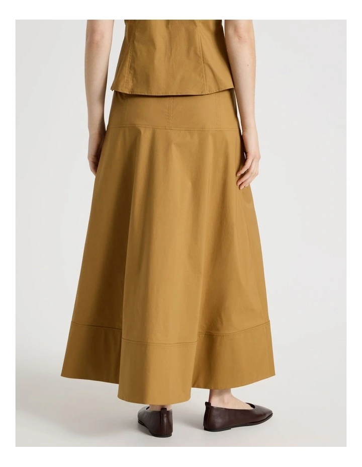 Poplin Circle Midi Skirt in Chestnut image 4
