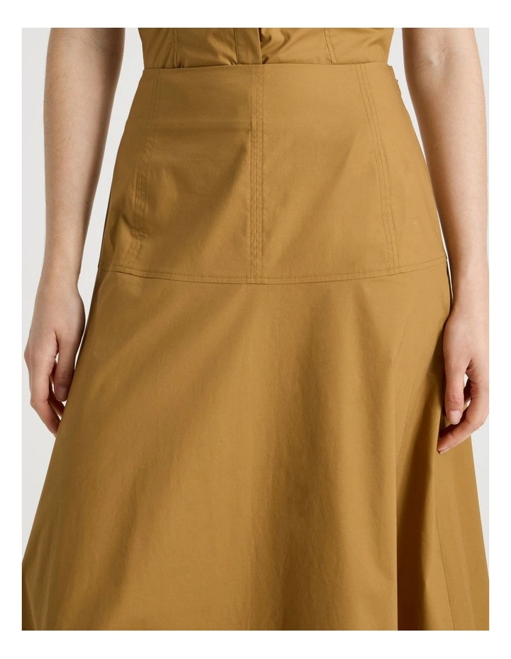 Poplin Circle Midi Skirt in Chestnut image 5