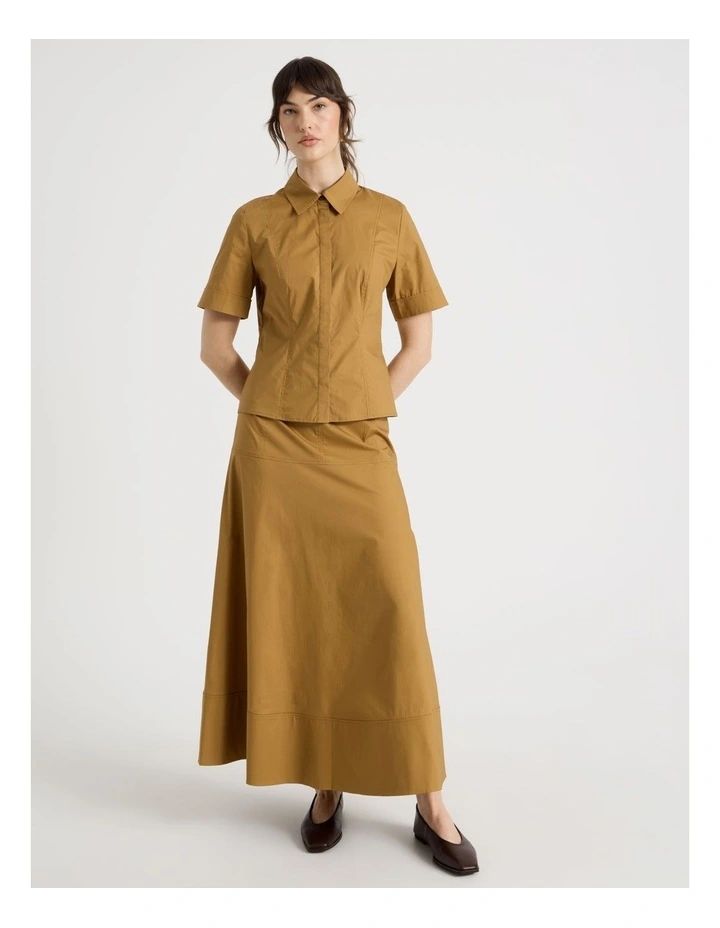 Poplin Circle Midi Skirt in Chestnut image 6