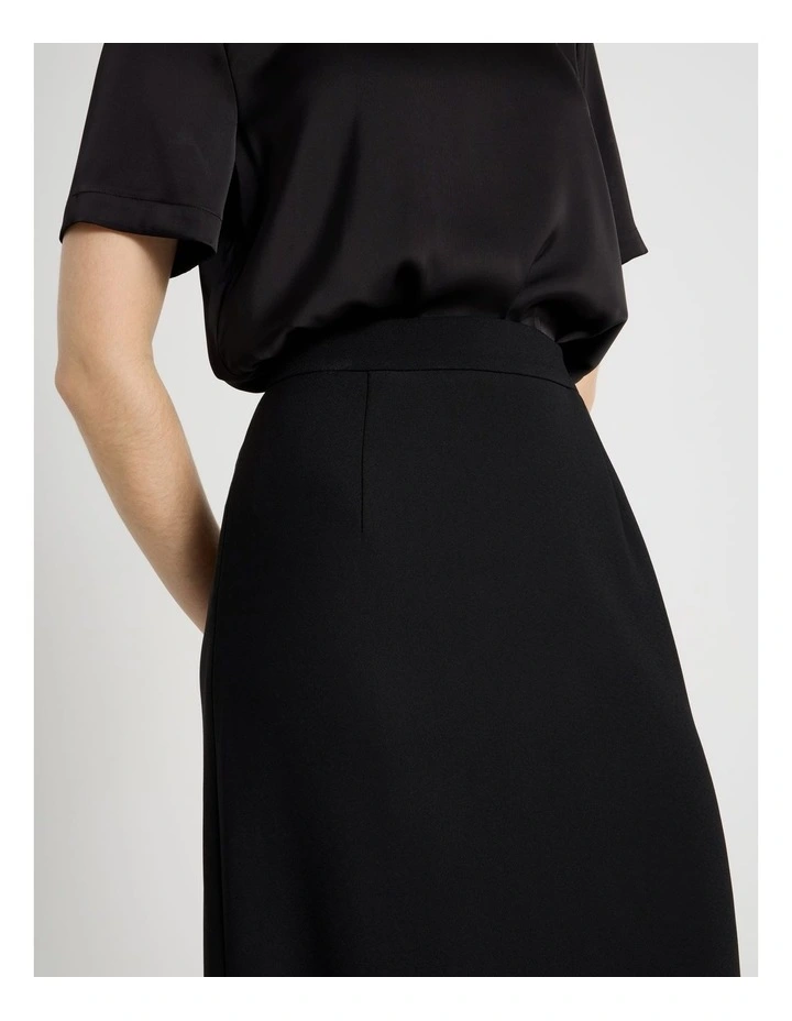 Flounce Hem Midi Skirt in Black image 4