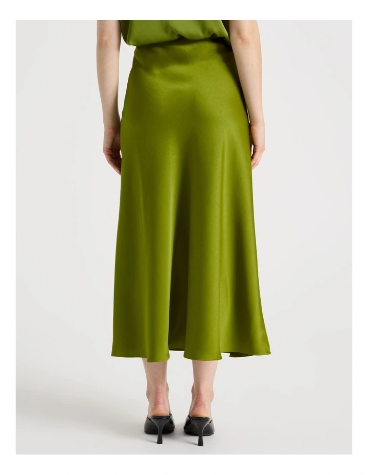 Satin Midi Skirt in Guacamole image 6
