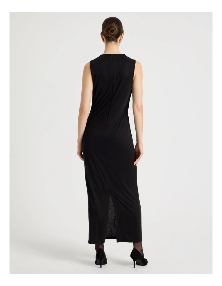 Jersey Sleeveless Long Sleeve Dress in Black image 5