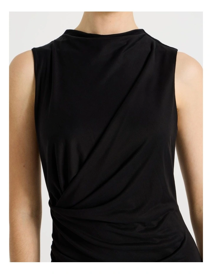 Jersey Sleeveless Long Sleeve Dress in Black image 6