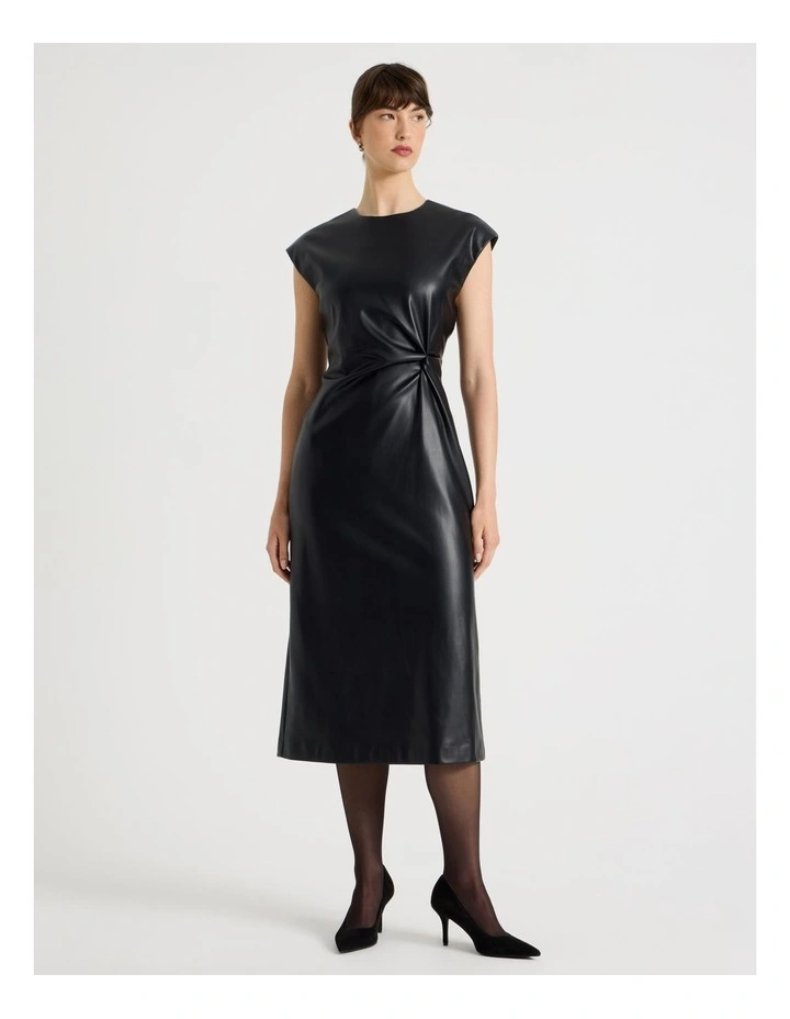 Knot Midi Dress in Black image 2