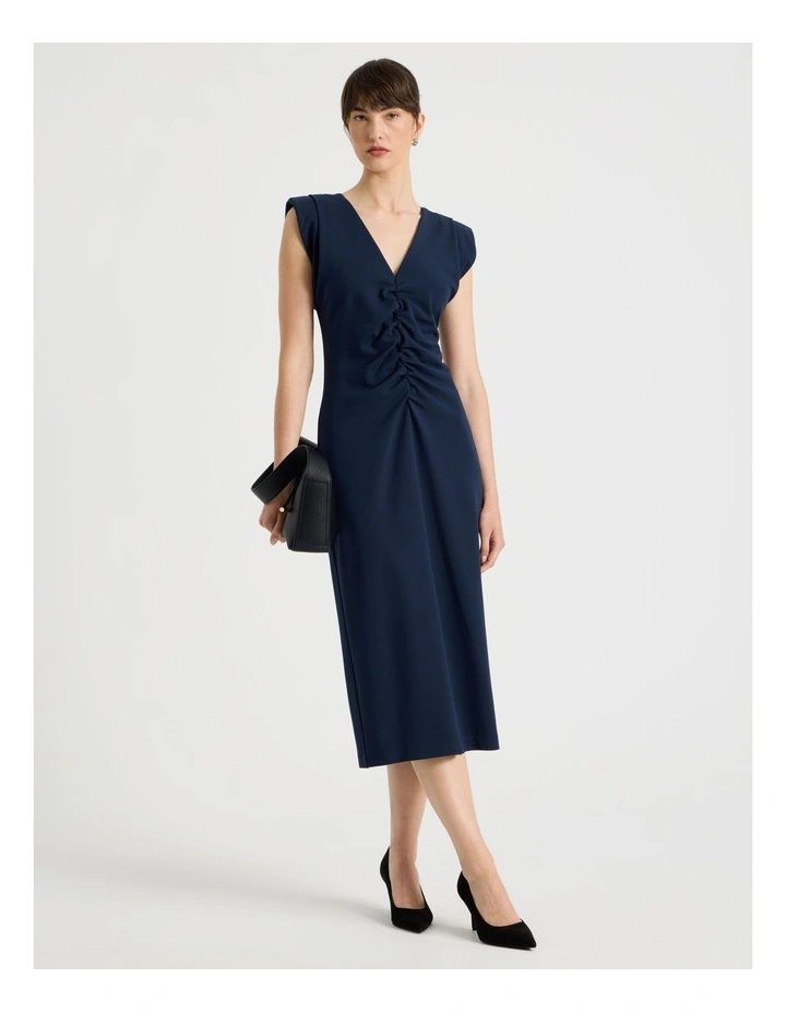 Sleeveless Ponte Midi Dress in Navy image 1