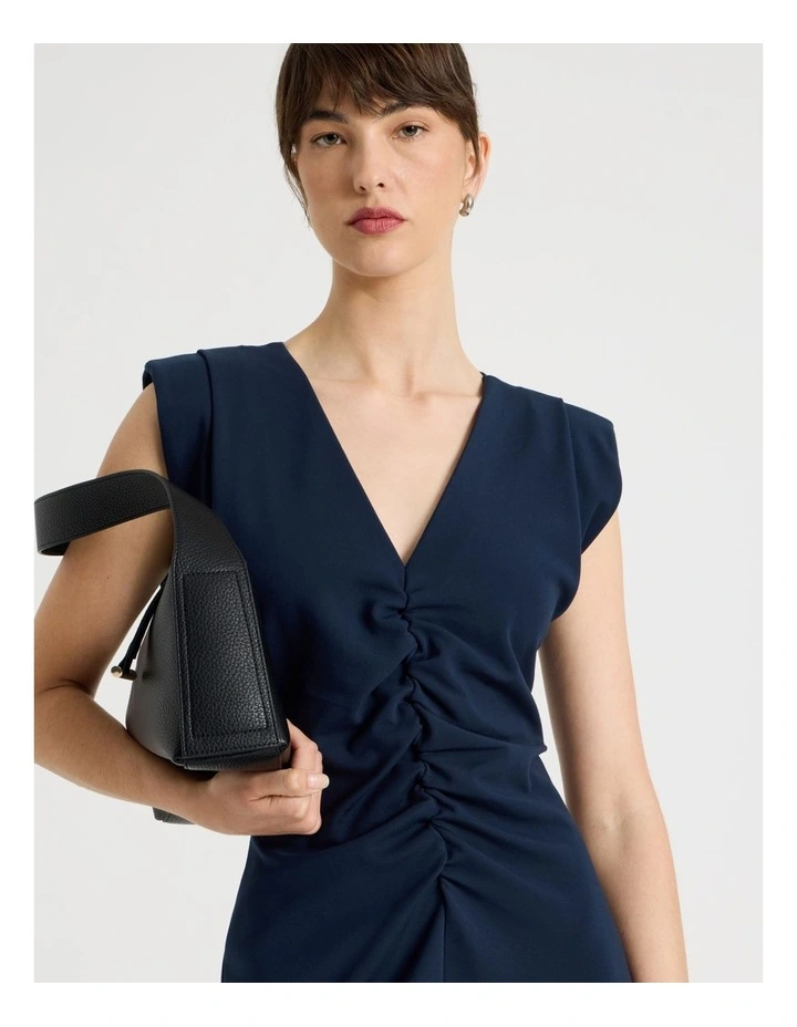 Sleeveless Ponte Midi Dress in Navy image 2