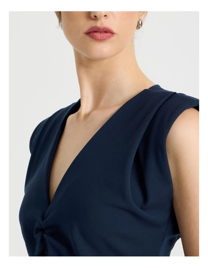 Sleeveless Ponte Midi Dress in Navy image 7