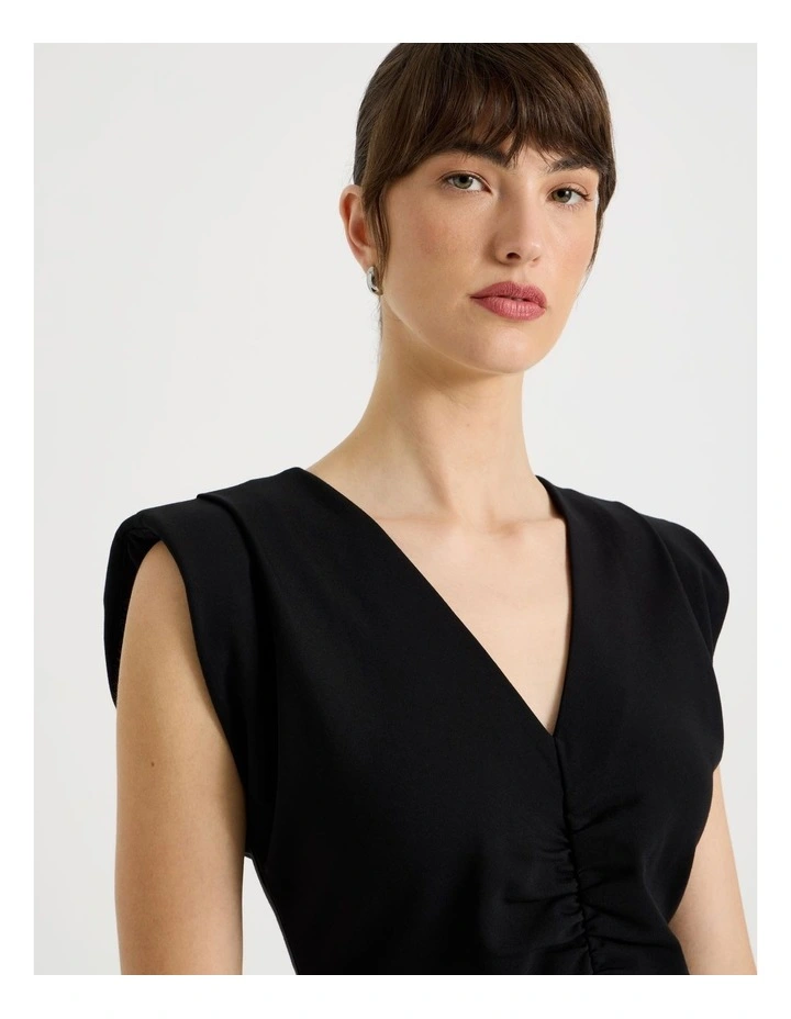 Sleeveless Ponte Midi Dress in Black image 2