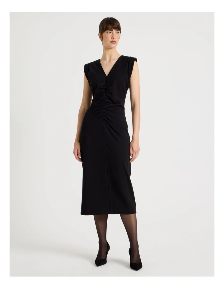 Sleeveless Ponte Midi Dress in Black image 4