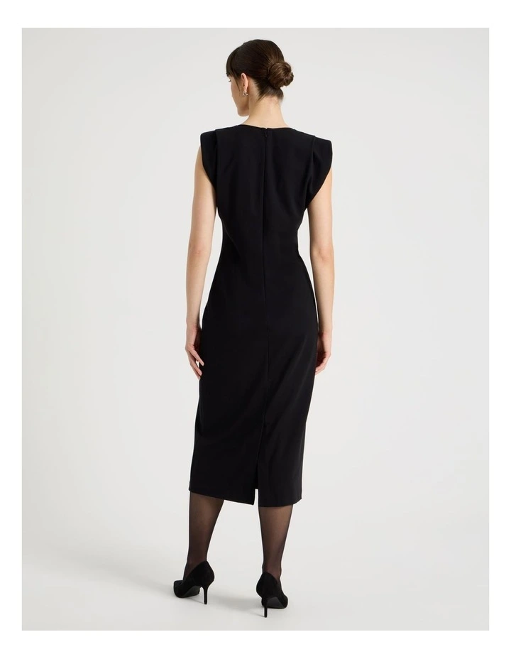 Sleeveless Ponte Midi Dress in Black image 5