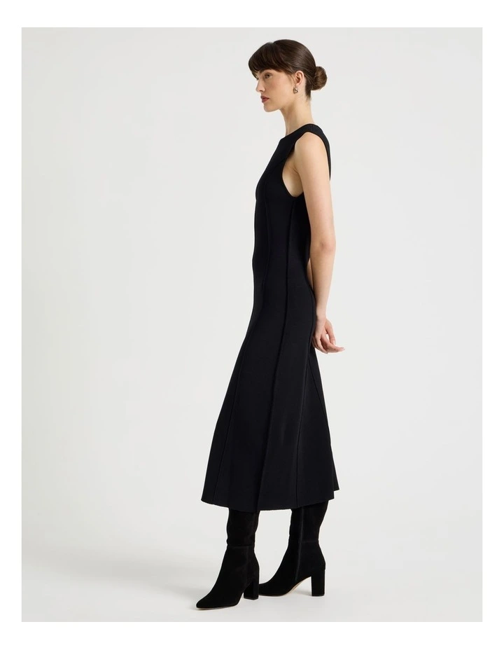 Sleeveless Milano Midi Dress in Black image 2