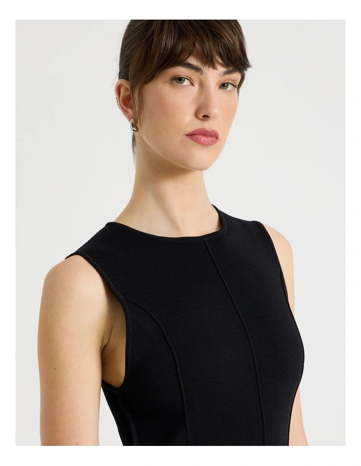 Sleeveless Milano Midi Dress in Black image 3