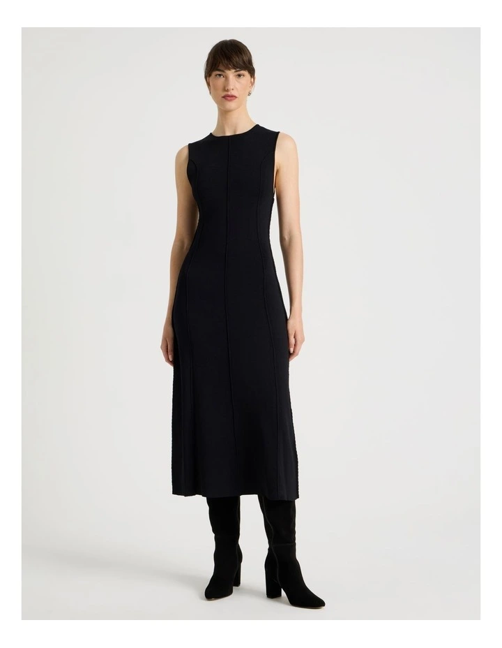 Sleeveless Milano Midi Dress in Black image 4
