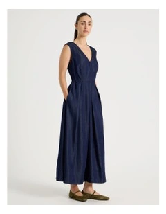 Lyocell Sleeveless Midi Dress in Indigo