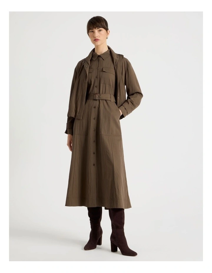 Weekend Pocket Shirt Midi Dress in Khaki image 2