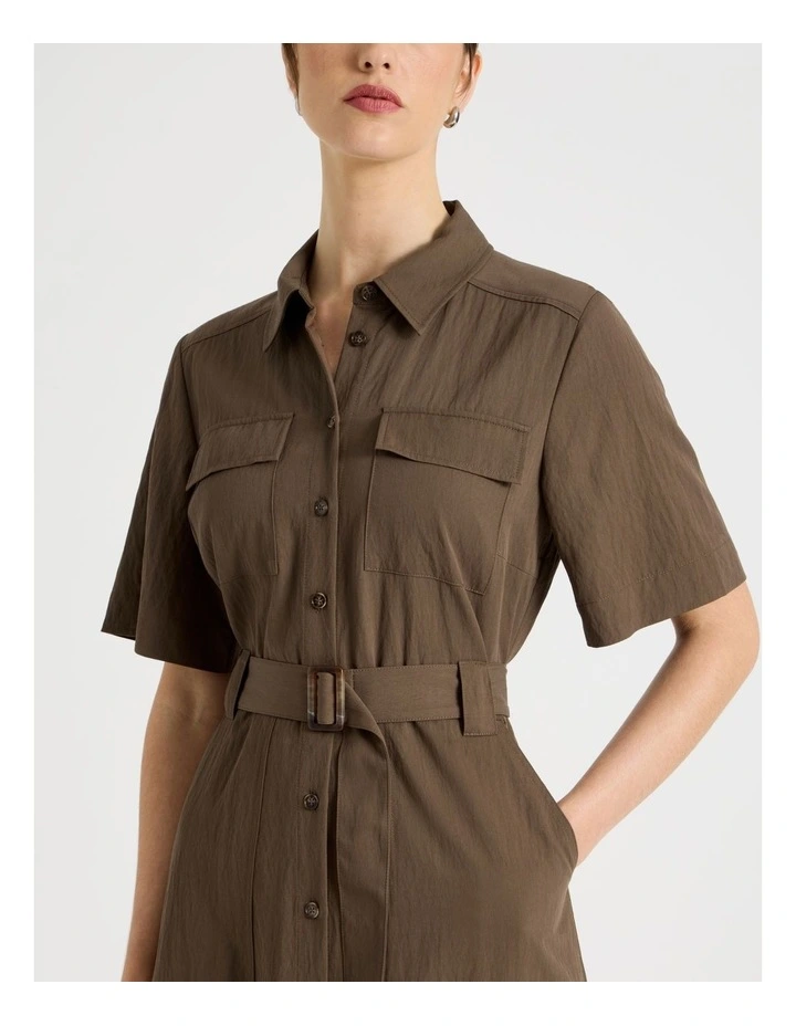 Weekend Pocket Shirt Midi Dress in Khaki image 6