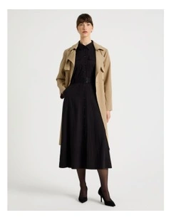 Weekend Pocket Shirt Midi Dress in Black