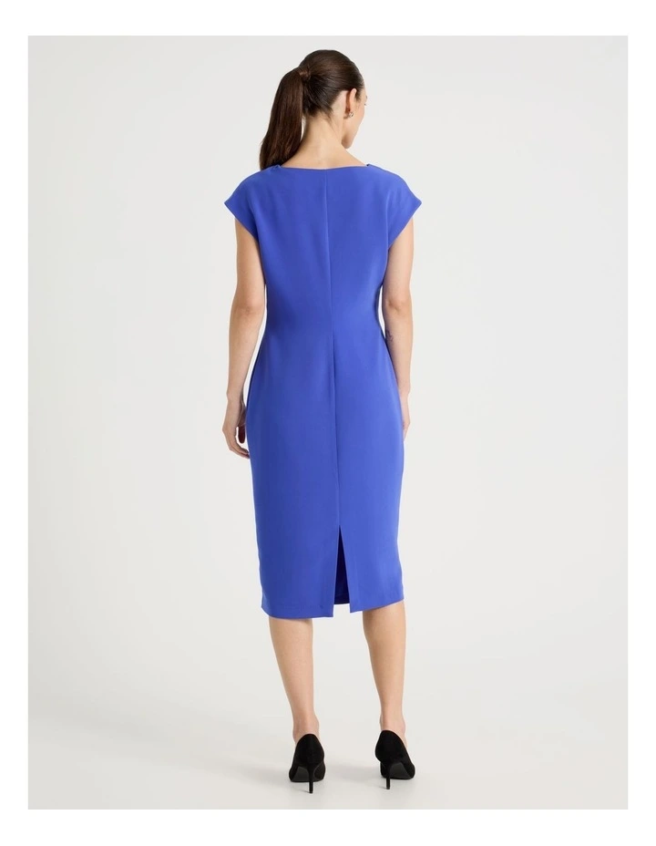 Stretch Heavy Crepe Midi Dress in Cobalt image 5
