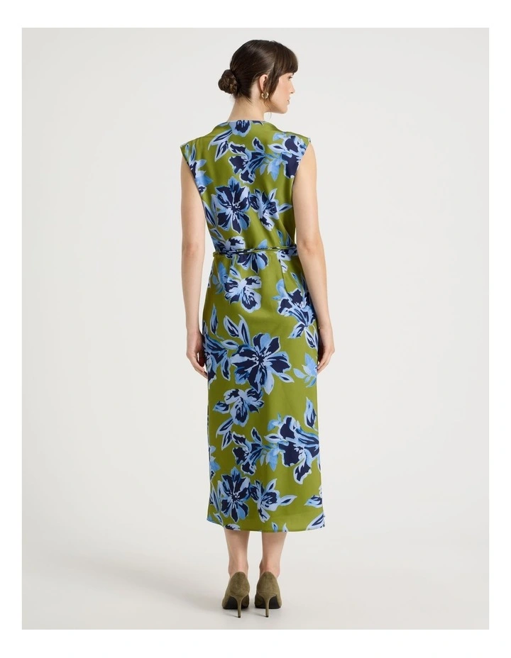 Cowl Neck Sleeveless Satin Midi Dress in Painterly Floral Print image 5