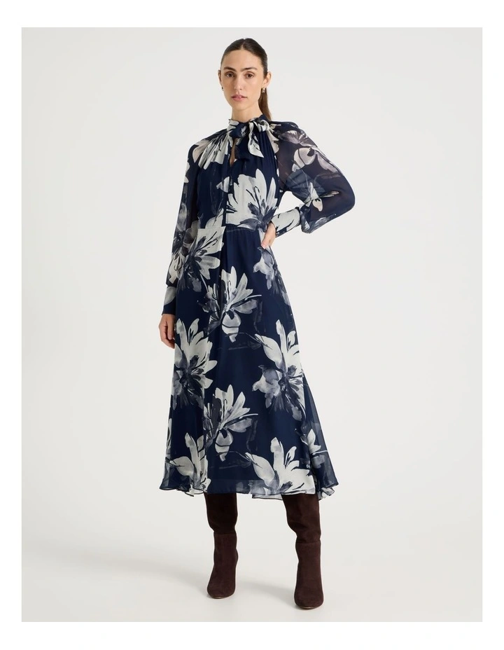 Georgette Midi Dress Mono Floral image 1